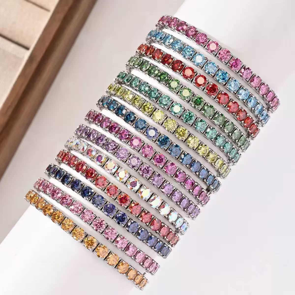 Colored Moissanite Tennis Bracelet with Certificate