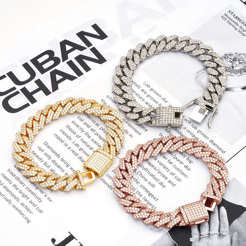 Moissanite Cuban Link Chain three color options