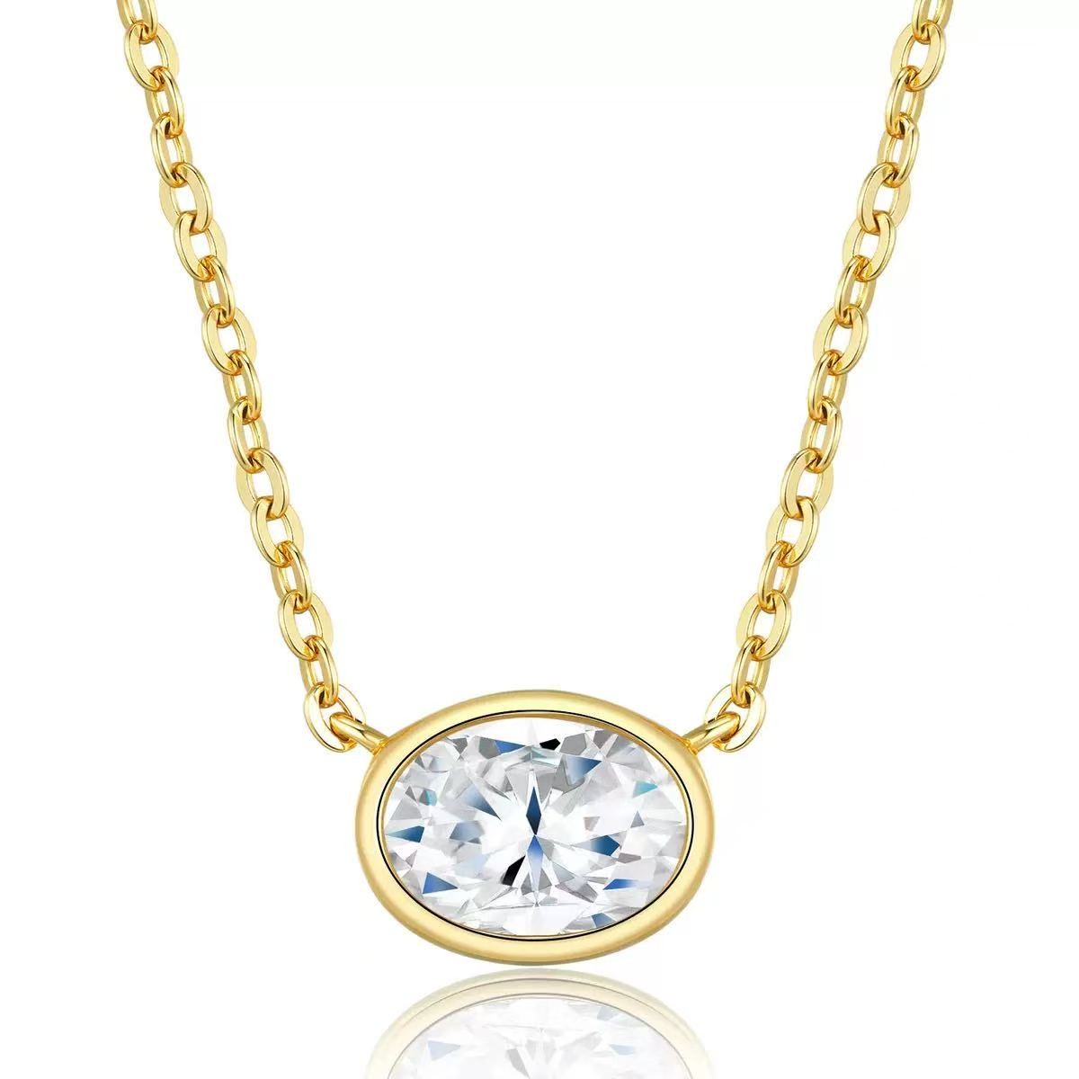 Moissanite Brilliance 925 silver gold necklace