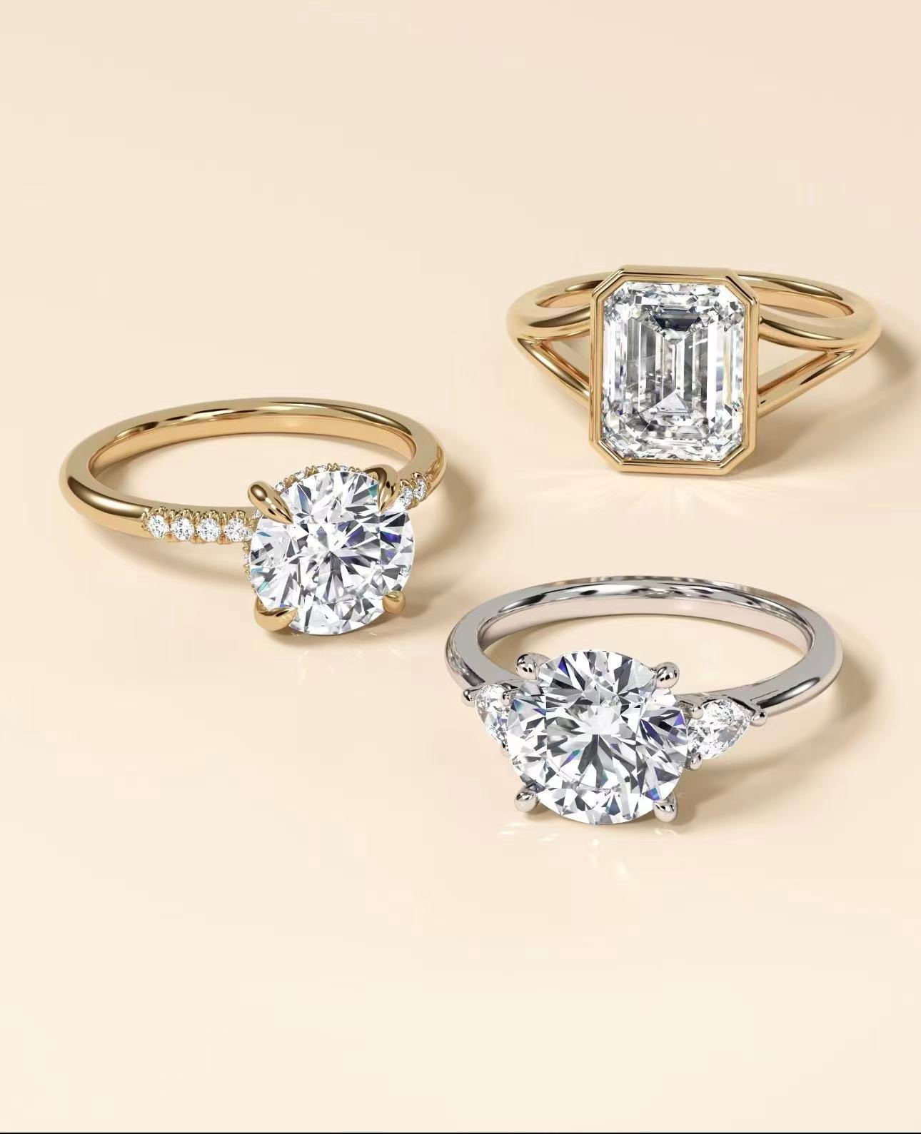925 sterling silver moissanite rings