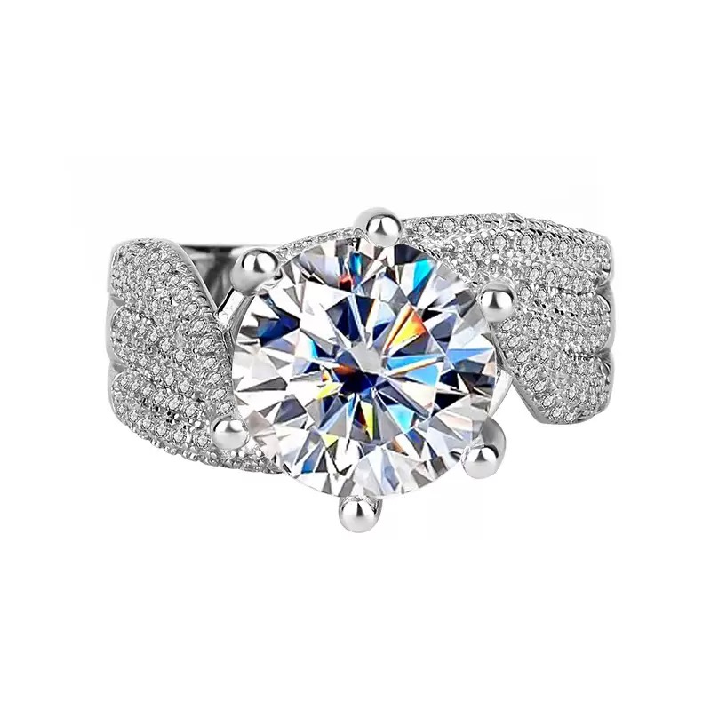 Pave moissanite cocktail ring in S925 sterling silver