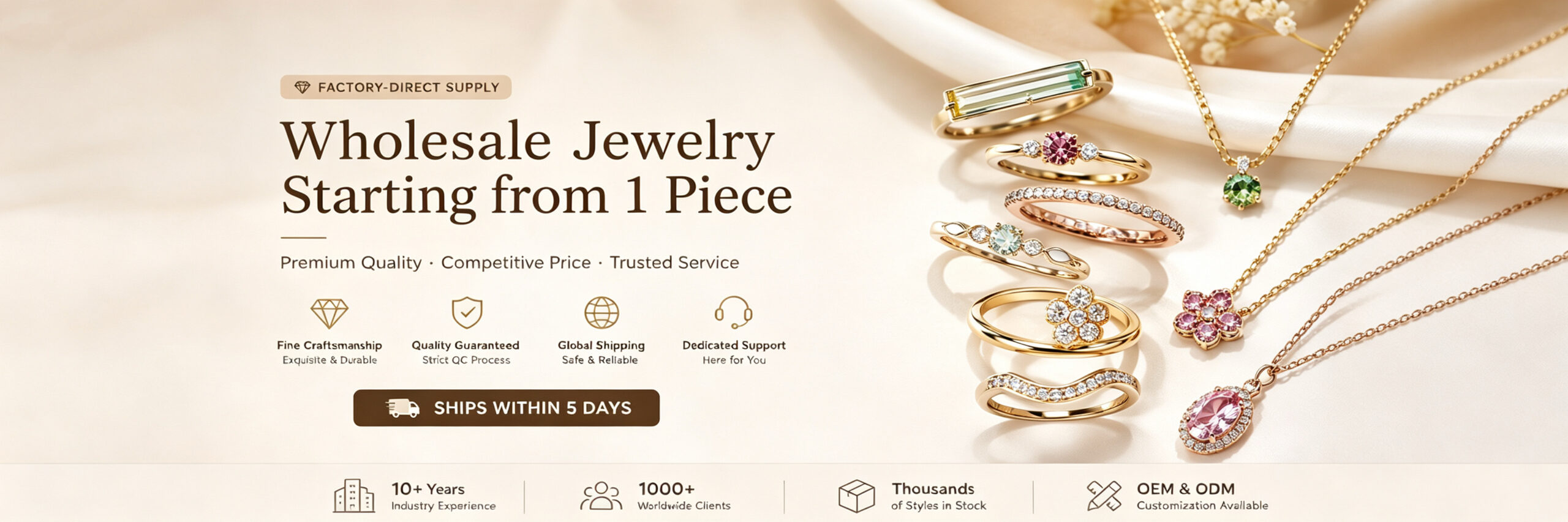 Jovelira factory-direct wholesale jewelry starting from one piece with OEM and ODM customization