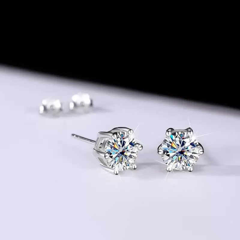 Wholesale 1CT colored S925 moissanite stud earrings