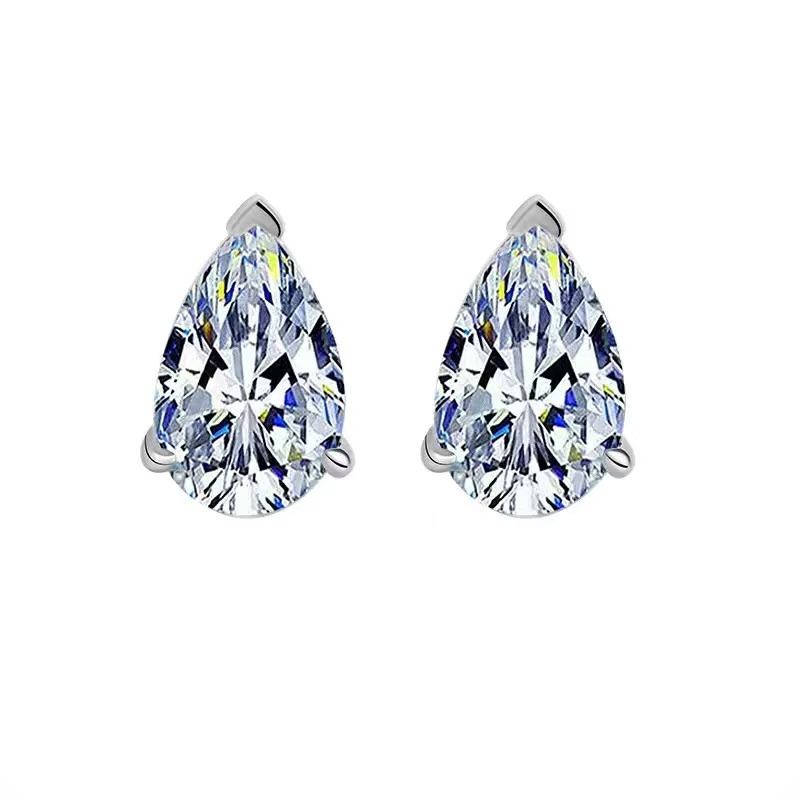 Wholesale 1CT pear cut S925 moissanite stud earrings