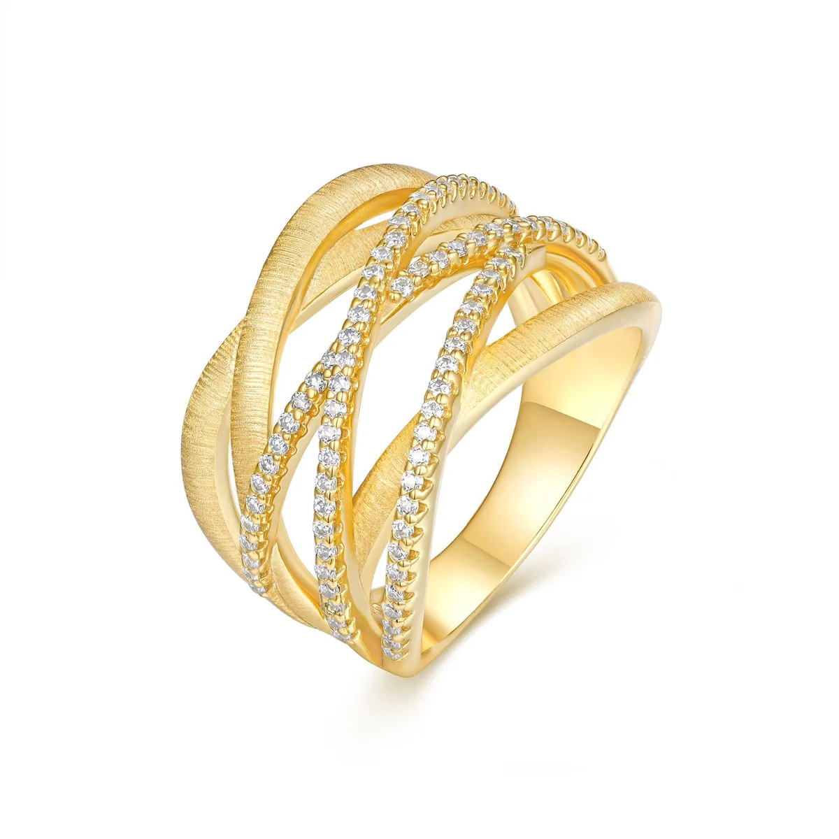 18K Gold-Plated Moissanite Crossover Ring