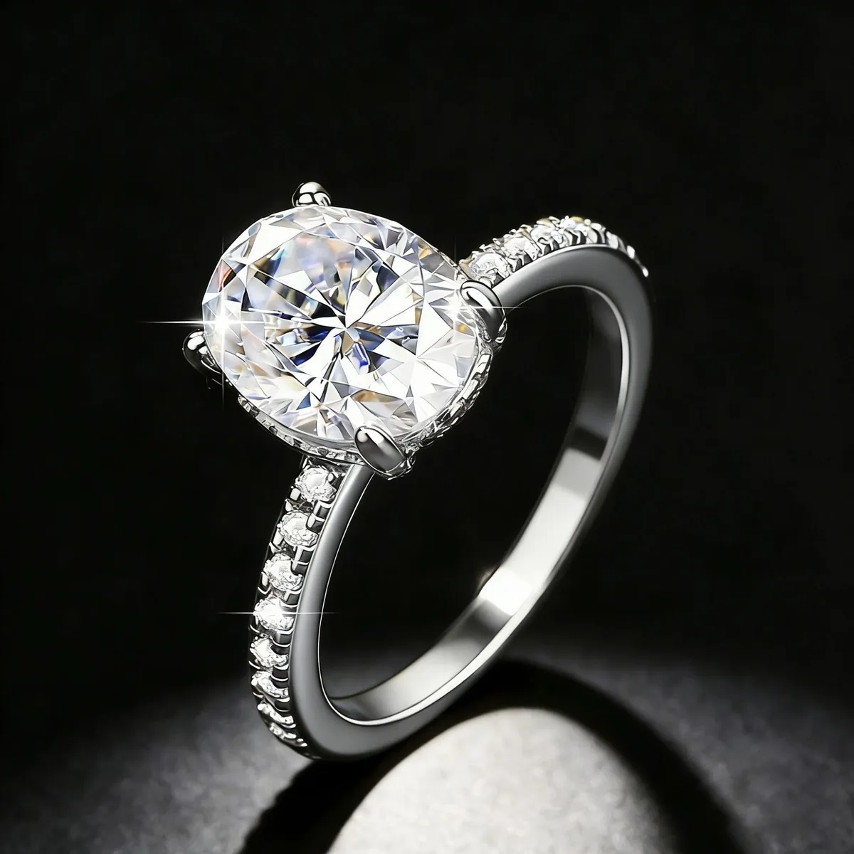 3CT Round Moissanite Solitaire Ring in S925 Silver - view 3