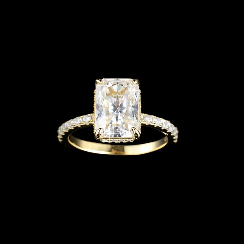 Radiant Cut Moissanite Three-Piece Stackable Ring Set in S925 Silver - view 3